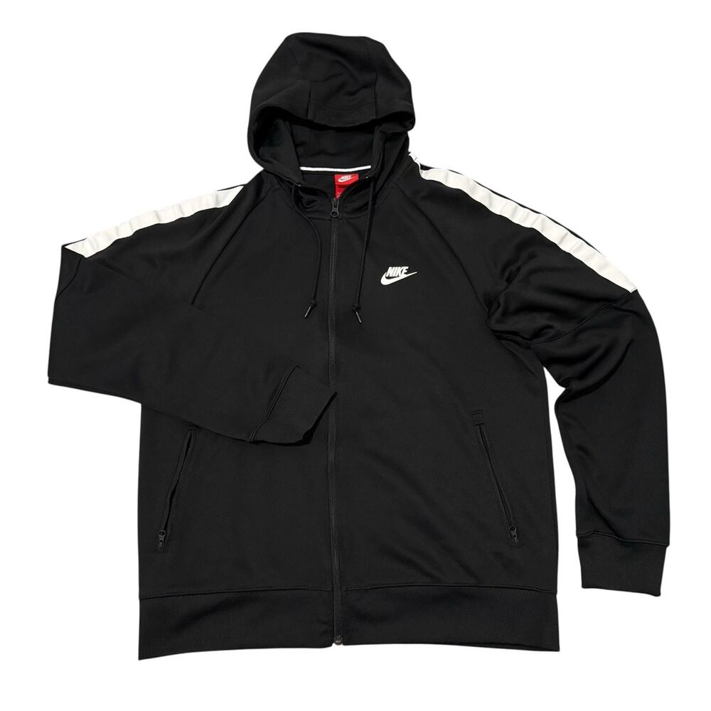 Nike Hoodie Mens Large Black White Full Zip Track Jacket Athletic 839616-010